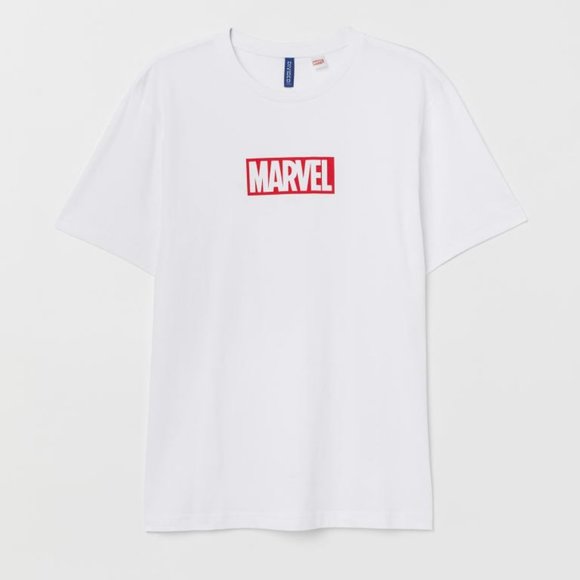Marvel Logo Block T-Shirt | XL White | NEW - Picture 1 of 1